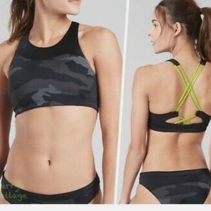 Athleta freestyle camo high neck bikini top large